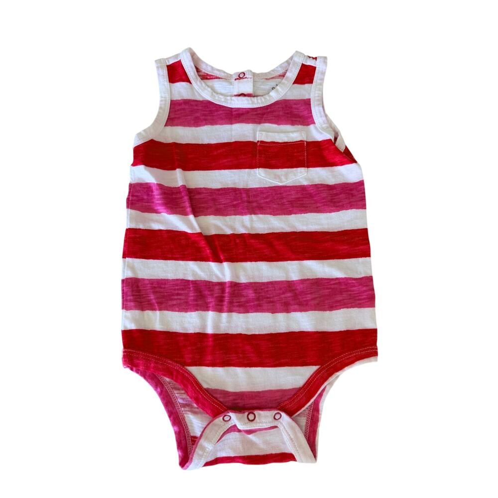 Primary Red & Pink Striped Baby Bodysuit - 12-18M